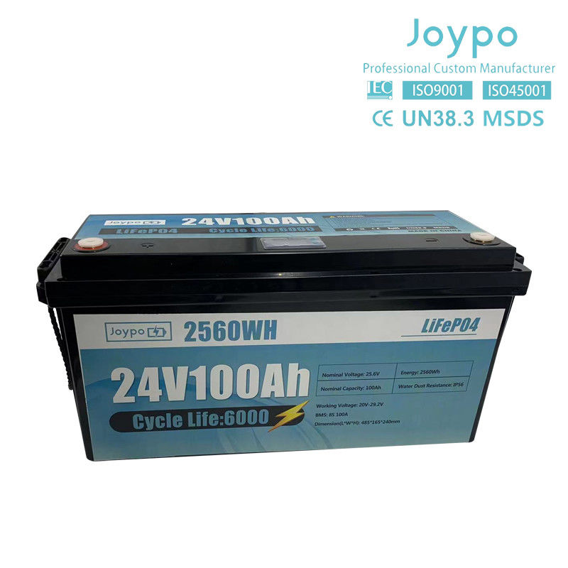 Smart BMS longue durée de vie 24V 100Ah batterie lithium-ion véhicule de camping Lifepo4 batterie