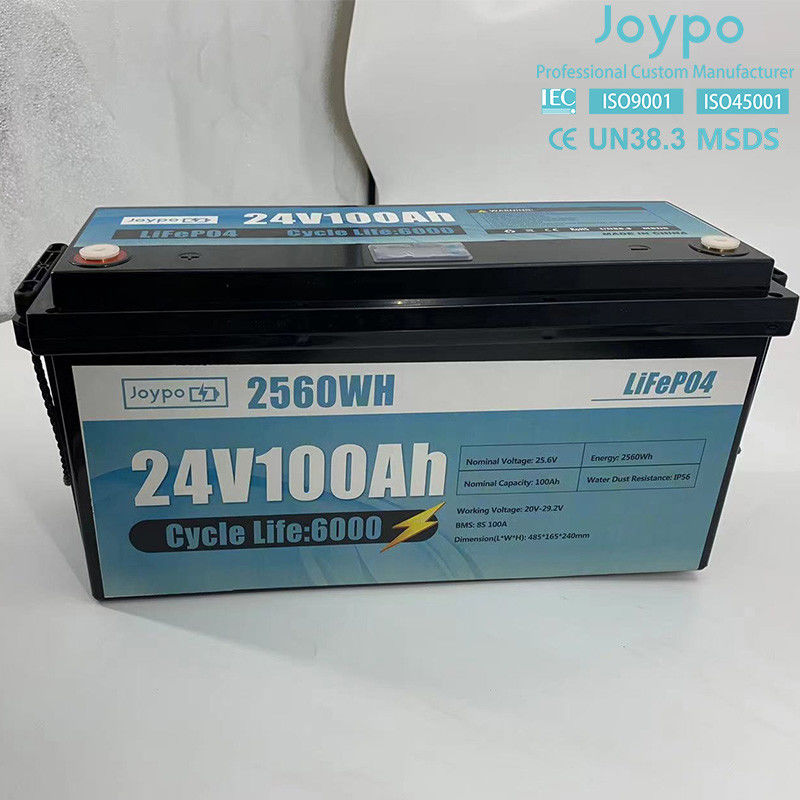 100Ah 200Ah Lithium Ion LiFePO4 Batterie 24 Volt Batterie à cycle profond Pour les campeurs de camping-cars